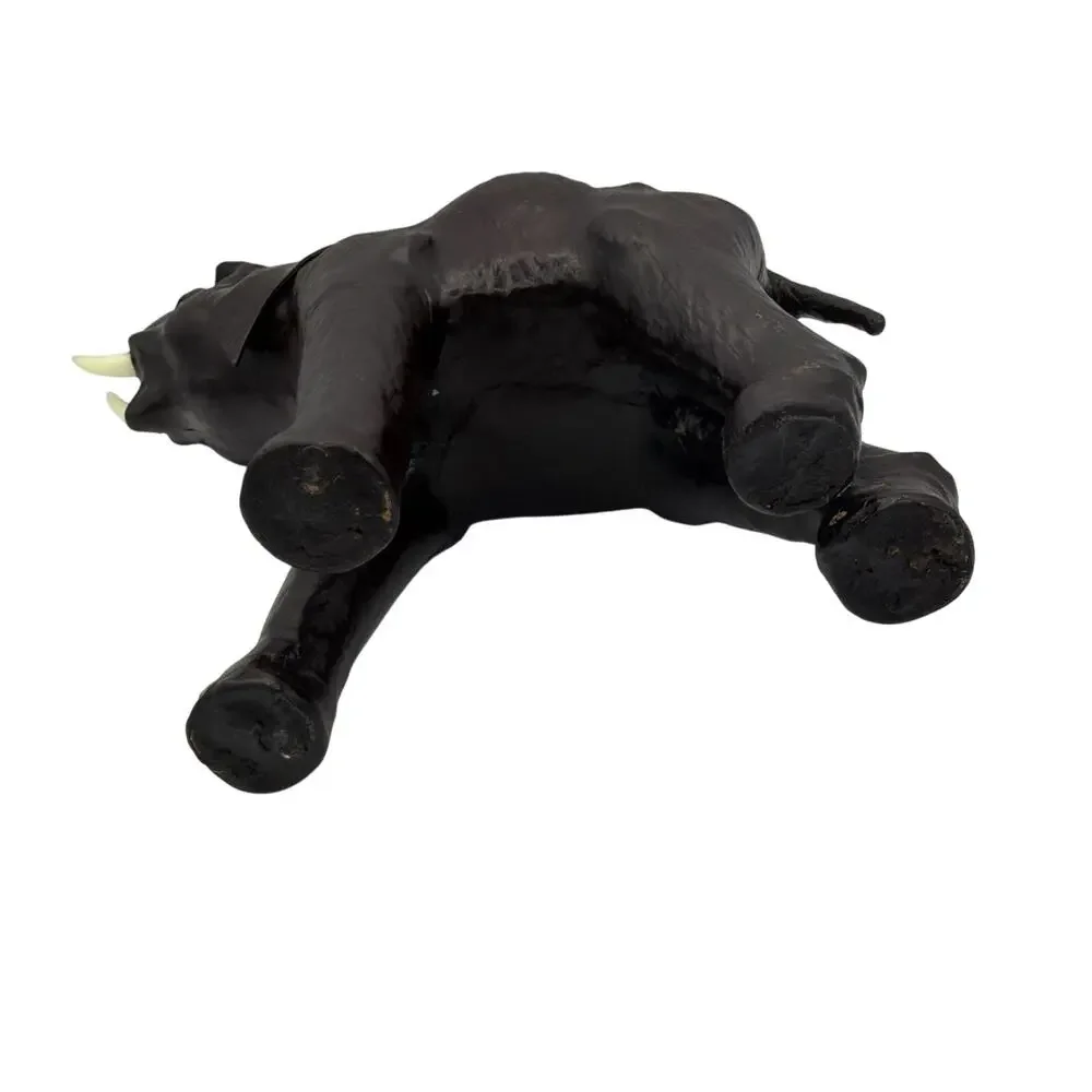 Vintage Leather Wrapped Elephant. 14 inch Tall Handmade Leather Figurine